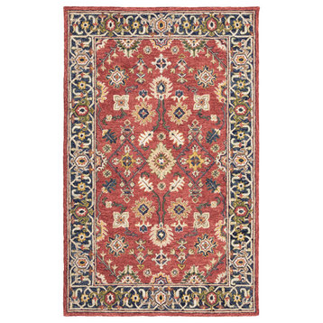 Asher Vintage Bohemian Red and Blue Area Rug, 8'x10'