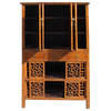 Chinese Brown Open Panel Relief Carving Storage Stack Cabinet Hcs5460