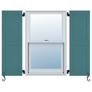 Architectural 2-Equal Flat Panels, Flat Panel Shutters, Set of 2, Tempest Blue