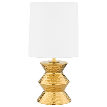 Zoe 1 Light Table Lamp, Aged Brass/Ceramic Gold