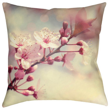 Moody Floral by Surya Pillow, Coral/Cream/Pink, 18' x 18'