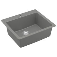 Karran QT-820 Top Mount 25" Single Bowl Quartz Kitchen Sink Kit, Grey