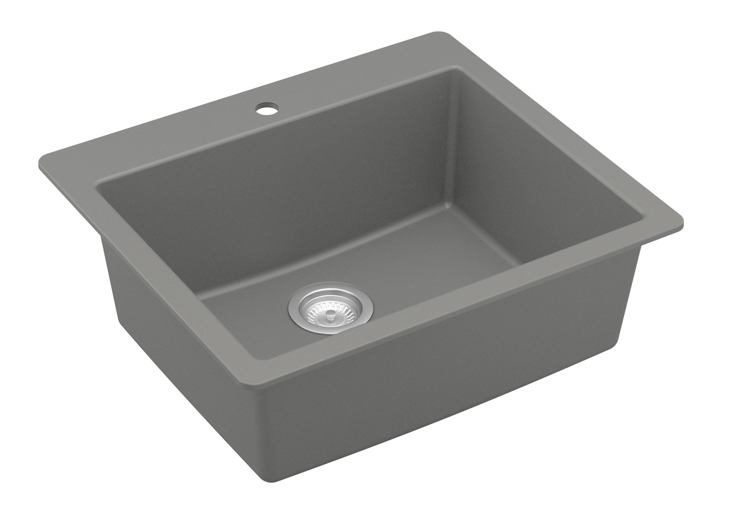 Karran QT-820 Top Mount 25" Single Bowl Quartz Kitchen Sink Kit, Grey