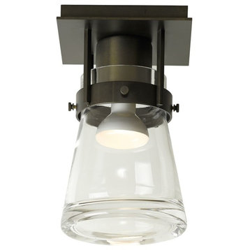 Erlenmeyer 1-Light Semi-Flush, Clear Glass, Dark Smoke