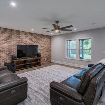 Golf Simulator Basement with Wine Cellar