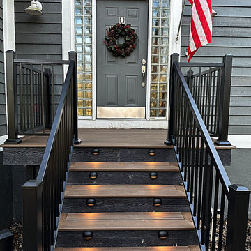 New deck, steps, railings for front entry