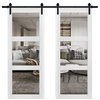 Double Barn Door 72 x 96 With Clear Glass, Lucia 2555 Matte White, 13FT Kit