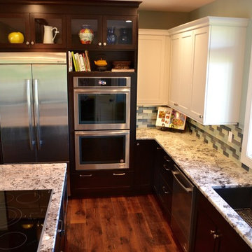 Kitchen with Dark Lower Cabinets & White Uppers
