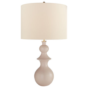 Saxon Large Table Lamp in Blush with Linen Shade