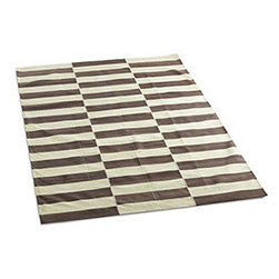 CHECKERED DHURRIE RUG - BROWN - Rugs