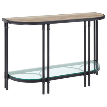 Benzara BM276292 47" Wood Sideboard Console Sofa Table, Industrial Design, Oak