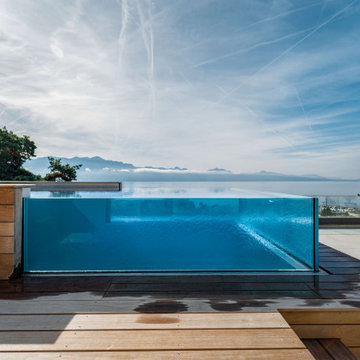 Spa inox, bois et verre