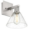 Port Nine Martini LED Wall Sconce, Brushed Steel, Seeded Glass, Replaceable LED