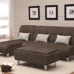 Coaster 3 Pieces Brown Transitional Style Sofa Set - Futons