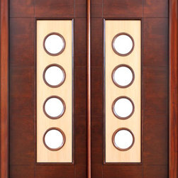 Prehung Low-E Double Door, Florida Approved Contemporary Circle Design - Front Doors
