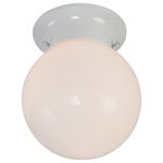 Yosemite Home Decor - 1-Light Flush Mount, Satin Nickel Finish, White - -5 in. Flush Mount