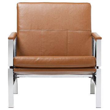 Atlas Bonded Leather Lounge Chair, Brown