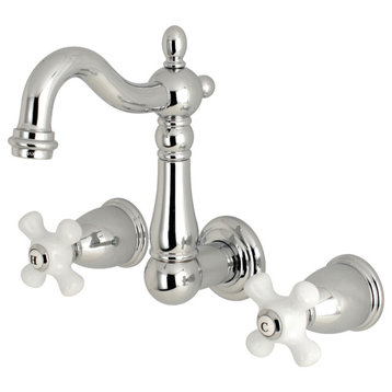 Kingston Brass 8" Center Wall Mount Bathroom Faucet, Polished Chrome