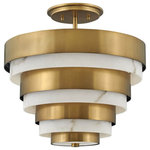 Hinkley Lighting - Hinkley Lighting Echelon 3 Light 16" Semi-Flush Mount, Heritage Brass - Breathing inspiration drawn from the classic style of Art Deco from the early 1900s, Echelon from our Lisa McDennon Collection is a multi-tier chandelier featured in a gleaming Heritage Brass finish. Through her global travels, Lisa McDennon pulls captivating style and trends and incorporates them right into her designs.