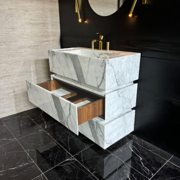 Statuary White Marble Sink Vanity Unit for Clementine