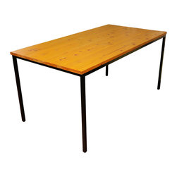 黄染め檜アイアンテーブル / Dyed Yellow Hinoki Wood and Iron Table - ダイニングテーブル