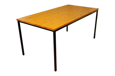 黄染め檜アイアンテーブル / Dyed Yellow Hinoki Wood and Iron Table