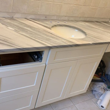 Elliptic Honed Quartzite Vanity Top Project in Wayne, NJ