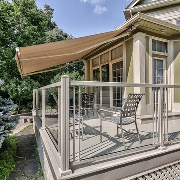 Maintenance free aluminum decking and glass railing