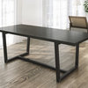 Wood and Metal Trapezoid Dining Table, Barn Wood Finish, 72" L X 42" W X 30" H
