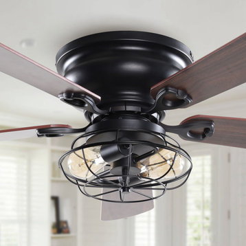 48 in Matte Black 5-Blades Flush Mount Ceiling Fan with Remote and Light Kit