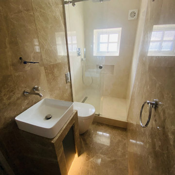 Marble Bathroom Vanity Ambient Evening Light