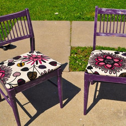 Reupholstered and Repainted Purple Chairs - Products