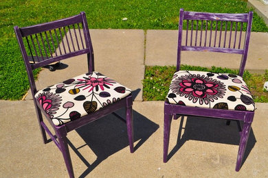 Reupholstered and Repainted Purple Chairs