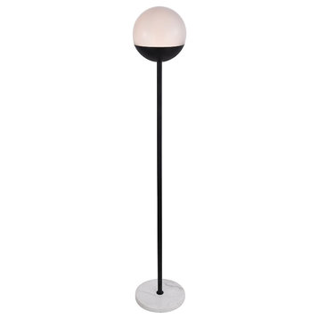 Living District Eclipse 1-Light Metal & Glass Floor Lamp in Black/Frosted White