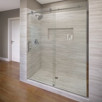 Vinesse Frameless Sliding Shower Door, Fits 57-59", Chrome, Clear