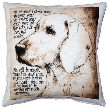 Devoted Dog Throw Pillow, 17x17