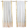 White  Rod Pocket  Sheer Sari Curtain / Drape / Panel   - 43W x 63L - Pair