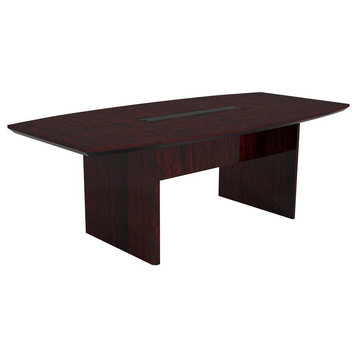 Safco Corsica 6' Boat Shaped Conference Table with Slab Base in Mahogany