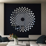 WALLTAT - Forever Diamonds, 60x60 - Our Forever Diamonds Reflective Wall Decal is a beautiful optical illusion that will enchant and mystify your guests. The diamonds slowly converge and warp giving an almost vibrating sensation when you look at it. This thin reflective vinyl has a chrome finish that will show wall imperfections if not totally smooth. Although this material is not an actual mirror, it will reflect light and colors from opposing sides of the room for a dramatic eye catching effect.