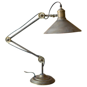 Retro-Industrial Copper Table Task Lamp, Pulley Design