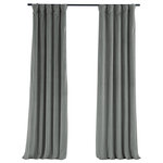 Half Price Drapes - Signature Silver Gray Blackout Velvet Curtain Single Panel, 50"x120" - You will instantly fall in love with the Signature Silver Velvet Blackout Panel. These soft plush pile velvet panels will allow you to get restful sleep as they keep light out and provide optimal thermal insulation. They have a natural luster with a depth of color that creates a formal, polished look. Made of high-quality, poly velvet and soft flowing polyester blackout thermal lining. For proper fullness panels should measure 2-3 times the width of your window/opening. Bring your home design to its fullest and most stylish potential with the Signature Silver Velvet Blackout Panels.