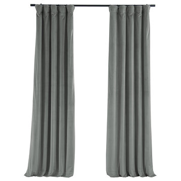 Signature Silver Gray Blackout Velvet Curtain Single Panel, 50"x120"
