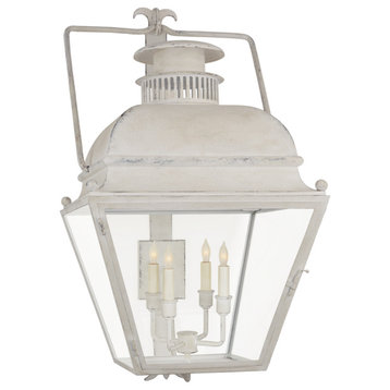 Holborn Large Bracketed Wall Lantern in Old White with Clear Glass