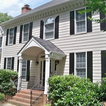 Front porch portico, fiiber cement siding replacement