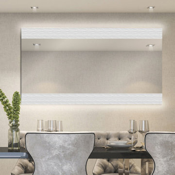 Contemporary Surface Line Etched and Back Frosted Wall Mirror