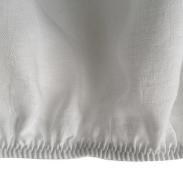 Belgian Eco Linen Fitted Sheet Deep Pocket Elastic All Around, White, Queen