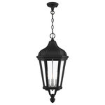 Livex Lighting - Morgan 3 Light Textured Black/Silver Cluster Large Outdoor Pendant Lantern - With clear glass and a textured black finish, this outdoor chain hung lantern from the Morgan collection is an elegant way to illuminate traditional exteriors.