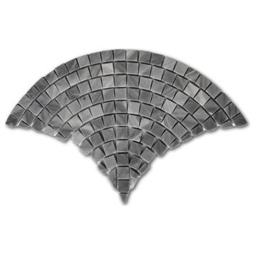 Bardiglio Gray Marble Fish Scale Scallop Fan Mosaic Tile Polished, 1 sheet