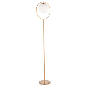 Moon Contemporary Floor Lamp, Gold Metal and Frosted Glass by LumiSource