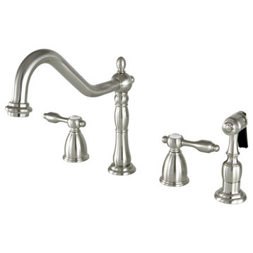 Kingston Brass Widespread Kitchen Faucets With Brushed Nickel KB1798TALBS